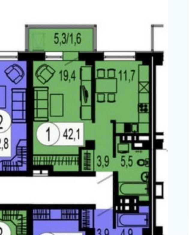 1-комнатная 40 м2 в ЖК undefined корпус null этаж 9