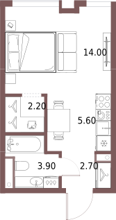 Студия 28 м2 в ЖК Северный порт. Береговые кварталы корпус null этаж 14