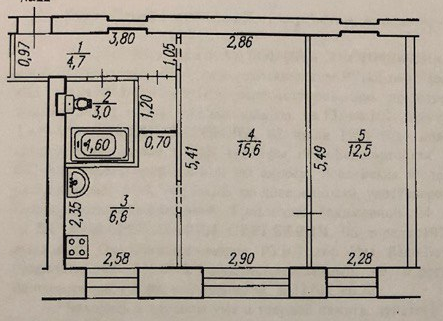 2-комнатная 42.4 м2 в ЖК undefined корпус null этаж 1