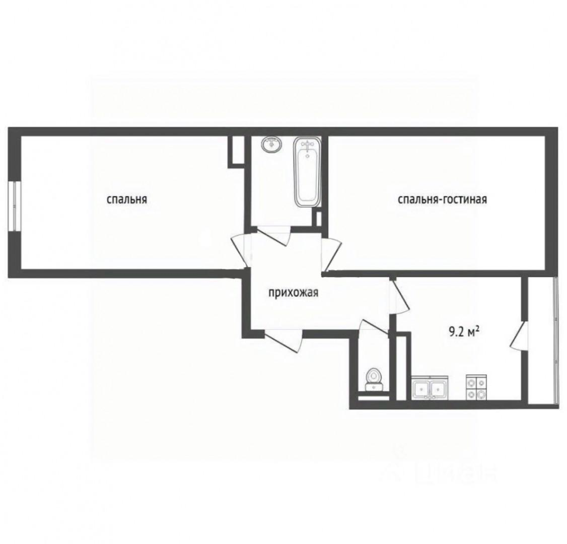 2-комнатная 56.8 м2 в ЖК undefined корпус null этаж 13