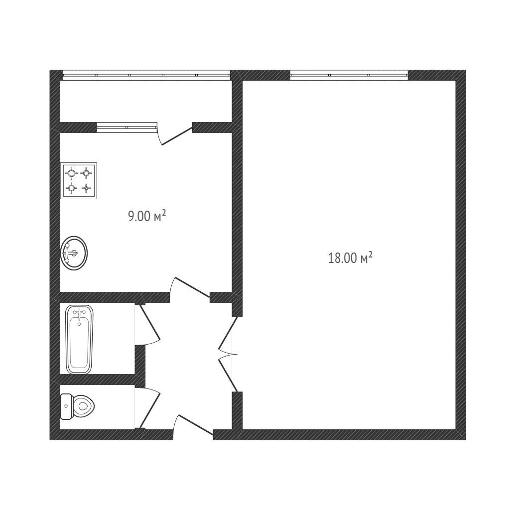 1-комнатная 35 м2 в ЖК undefined корпус null этаж 1