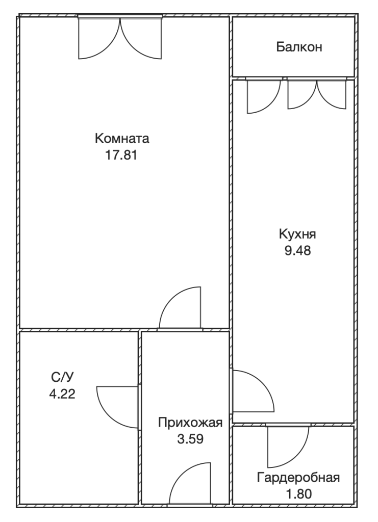 1-комнатная 36.9 м2 в ЖК undefined корпус null этаж 2