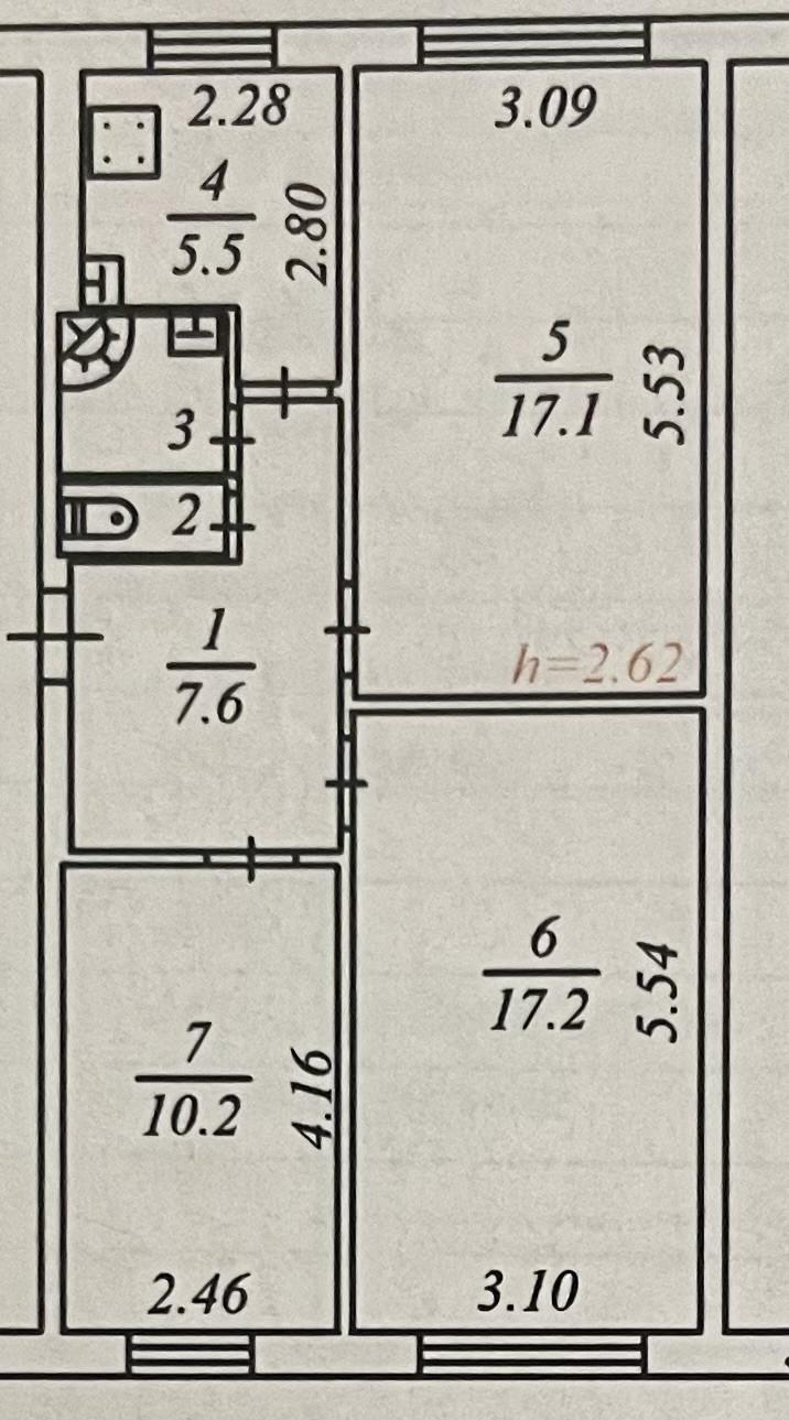 3-комнатная 60.9 м2 в ЖК undefined корпус null этаж 1