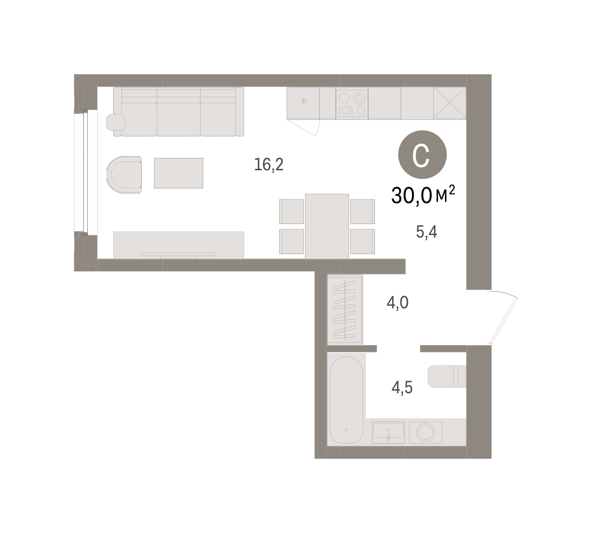 Студия 30 м2 в ЖК Зарека корпус null этаж 3