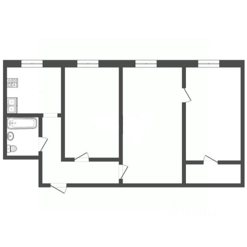 3-комнатная 55.8 м2 в ЖК undefined корпус null этаж 1