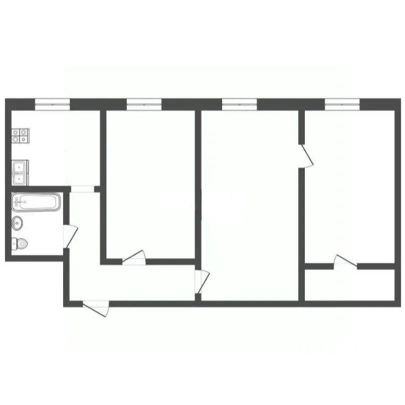 3-комнатная 55.8 м2 в ЖК undefined корпус null этаж 1