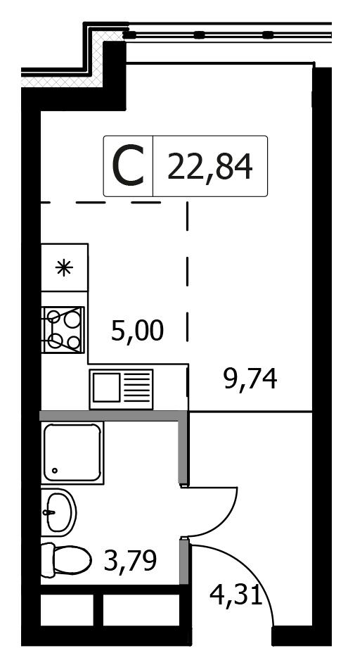 Студия 22 м2 в ЖК Городские Истории корпус null этаж 15