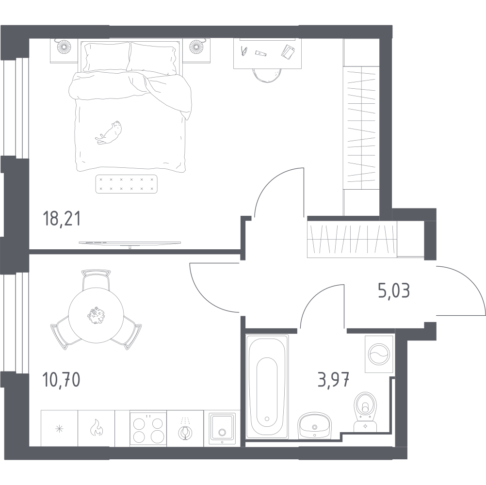 1-комнатная 37 м2 в ЖК Рябиновая Роща корпус null этаж 8