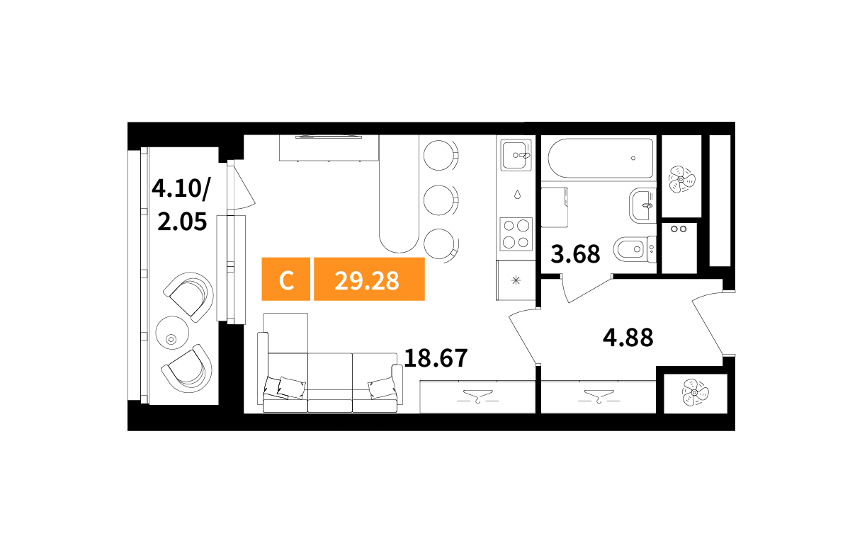 Студия 29 м2 в ЖК Планерный квартал корпус null этаж 14