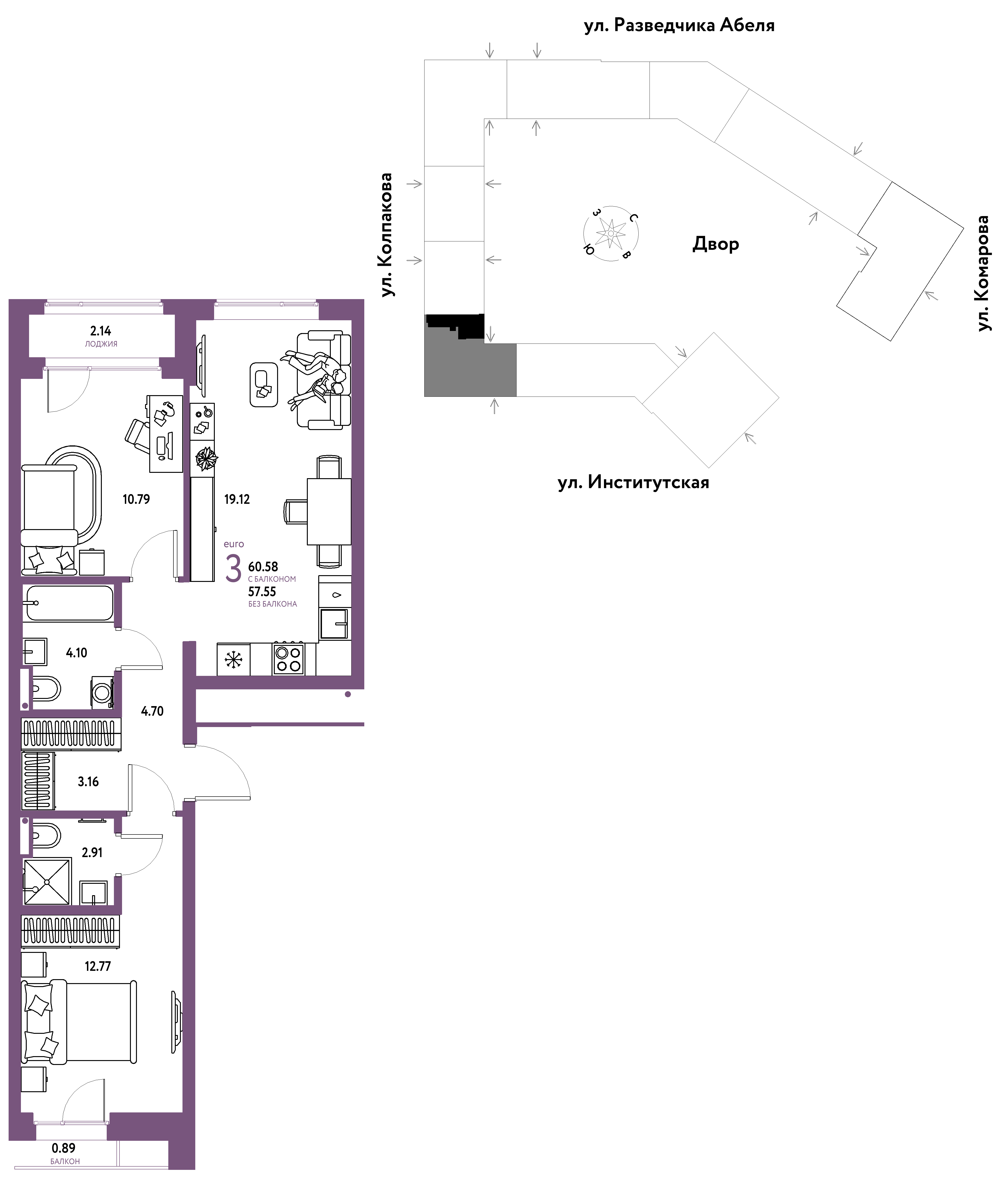Студия 60 м2 в ЖК Страна.Парковая корпус null этаж 10