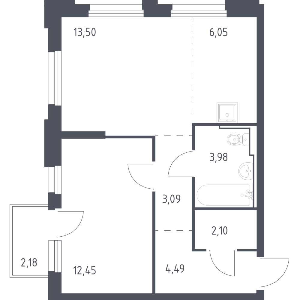 Студия 45 м2 в ЖК Чаркова 72 корпус null этаж 5