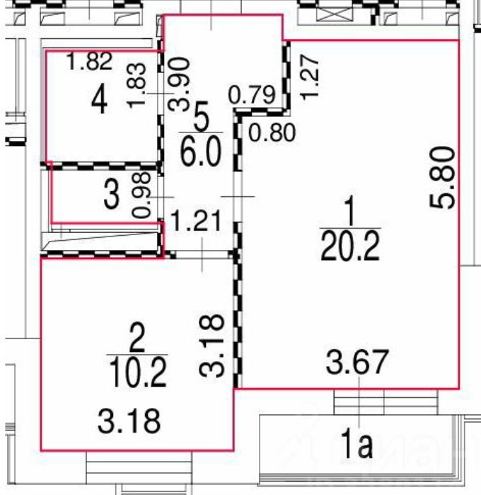 1-комнатная 41.4 м2 в ЖК undefined корпус null этаж 9