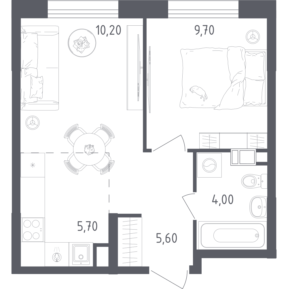 Студия 35 м2 в ЖК Ольховый Квартал корпус null этаж 8
