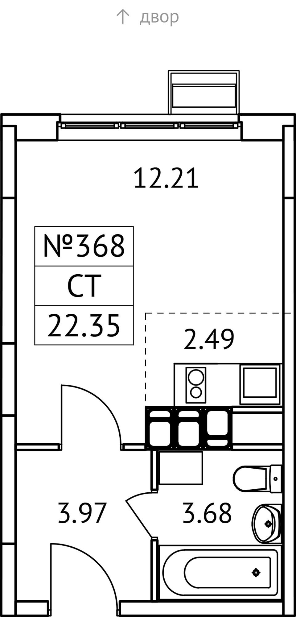 Студия 22 м2 в ЖК Новотомилино корпус null этаж 13
