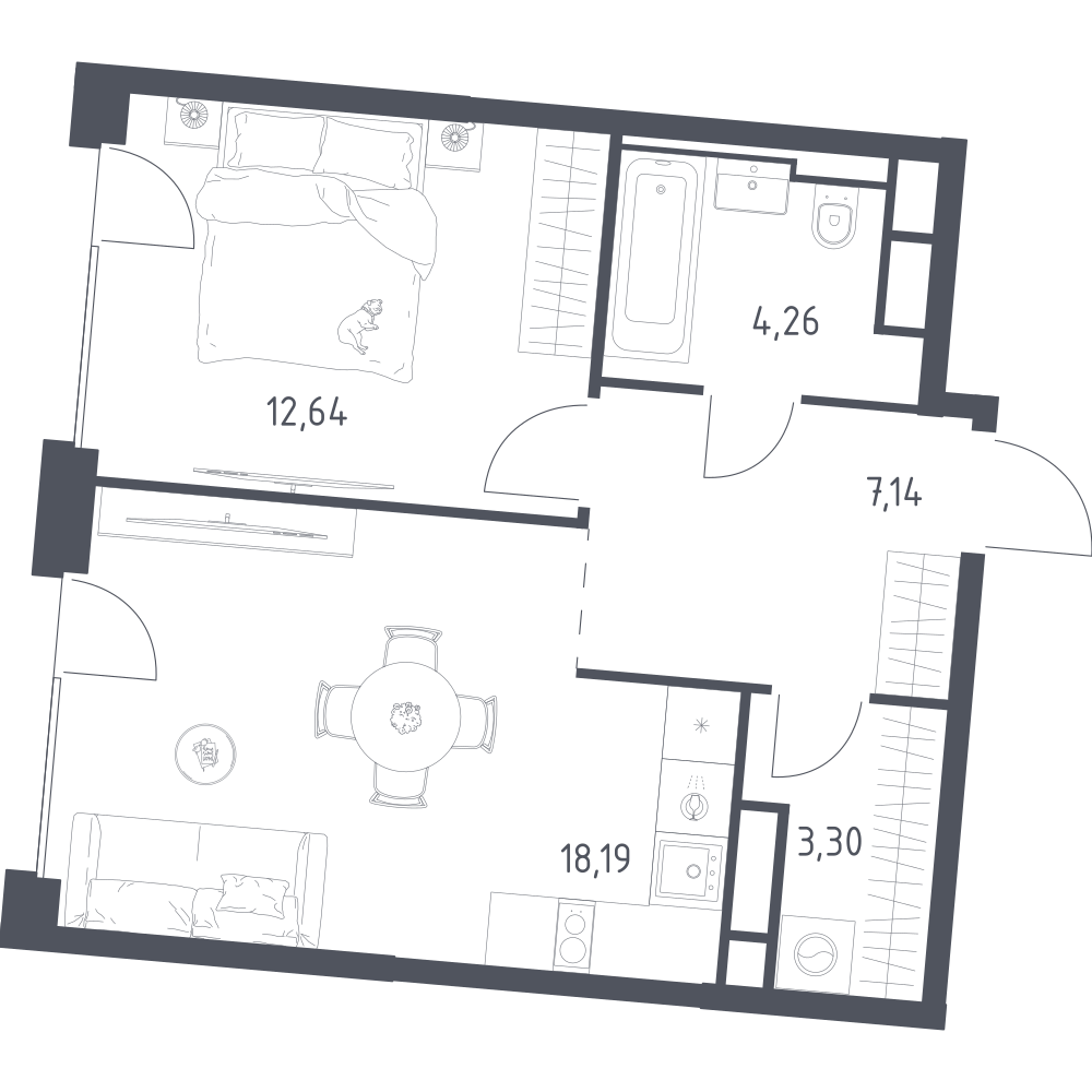 Студия 45 м2 в ЖК Квартал на воде корпус null этаж 2
