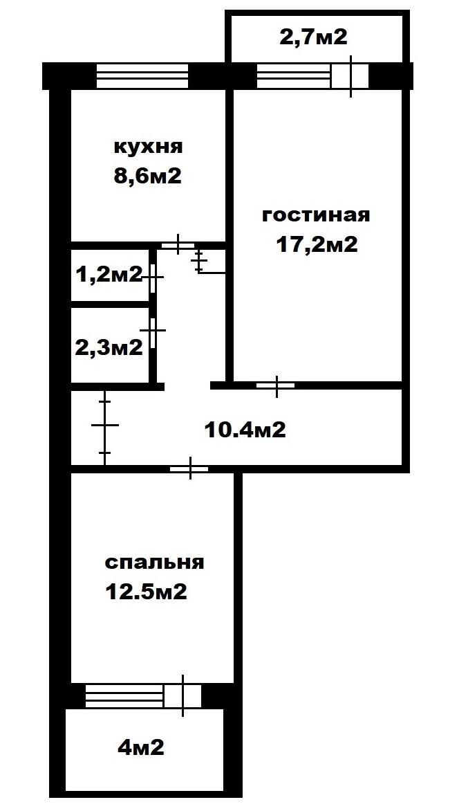 2-комнатная 53.9 м2 в ЖК undefined корпус null этаж 3
