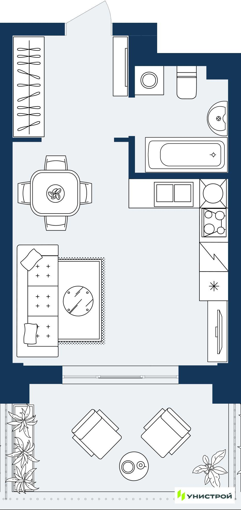 Студия 30 м2 в ЖК ГРАНД БЕРЕГ корпус null этаж 2