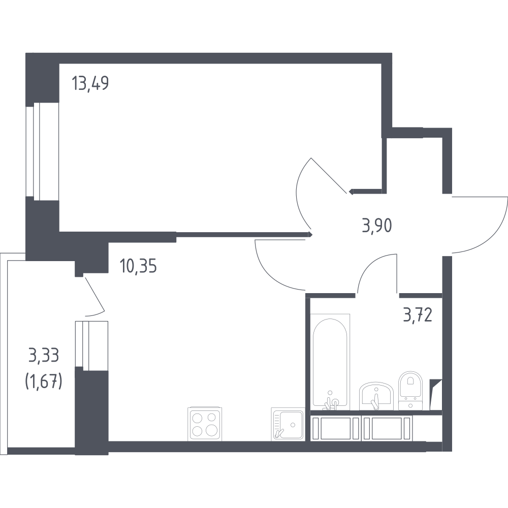 1-комнатная 33 м2 в ЖК Новое Колпино корпус null этаж 4