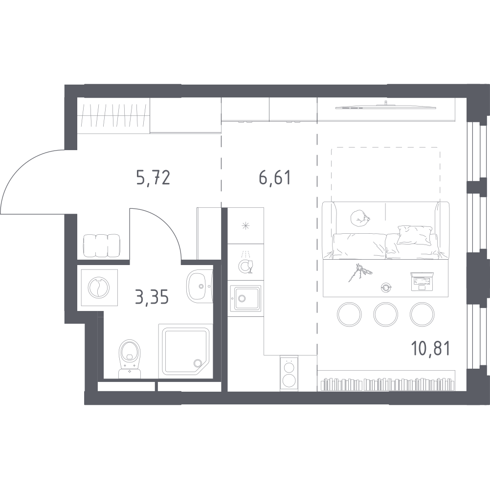 Студия 26 м2 в ЖК Космический Квартал корпус null этаж 7