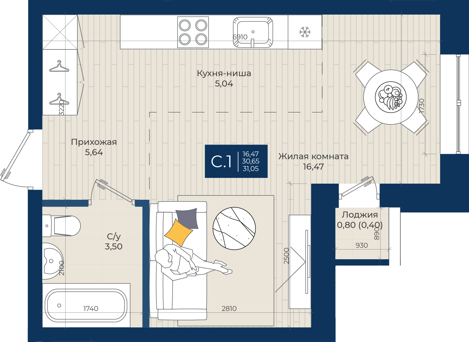 Студия 31 м2 в ЖК NOVA корпус null этаж 13