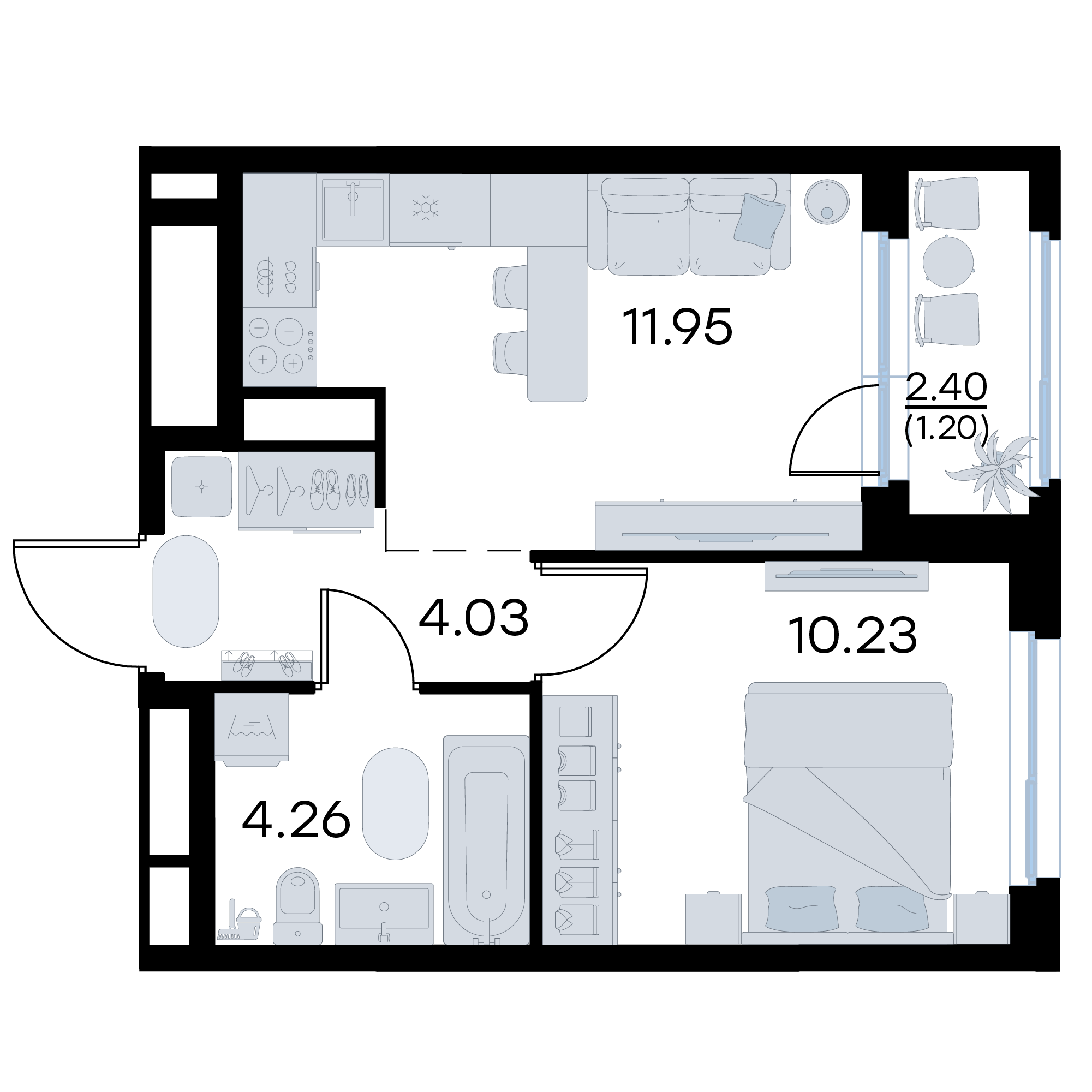 1-комнатная 31 м2 в ЖК Октябрьский корпус null этаж 15