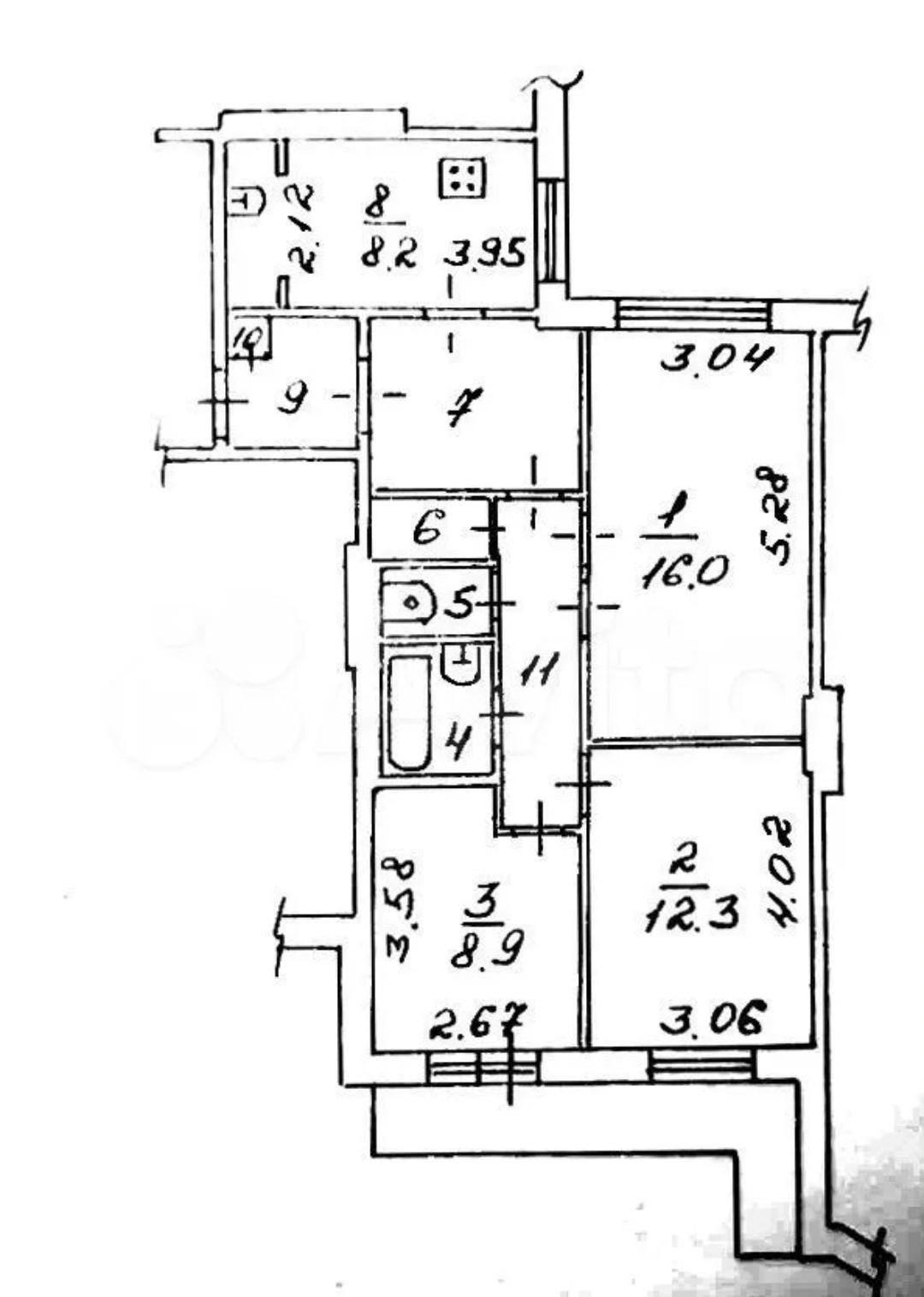 3-комнатная 64 м2 в ЖК undefined корпус null этаж 6