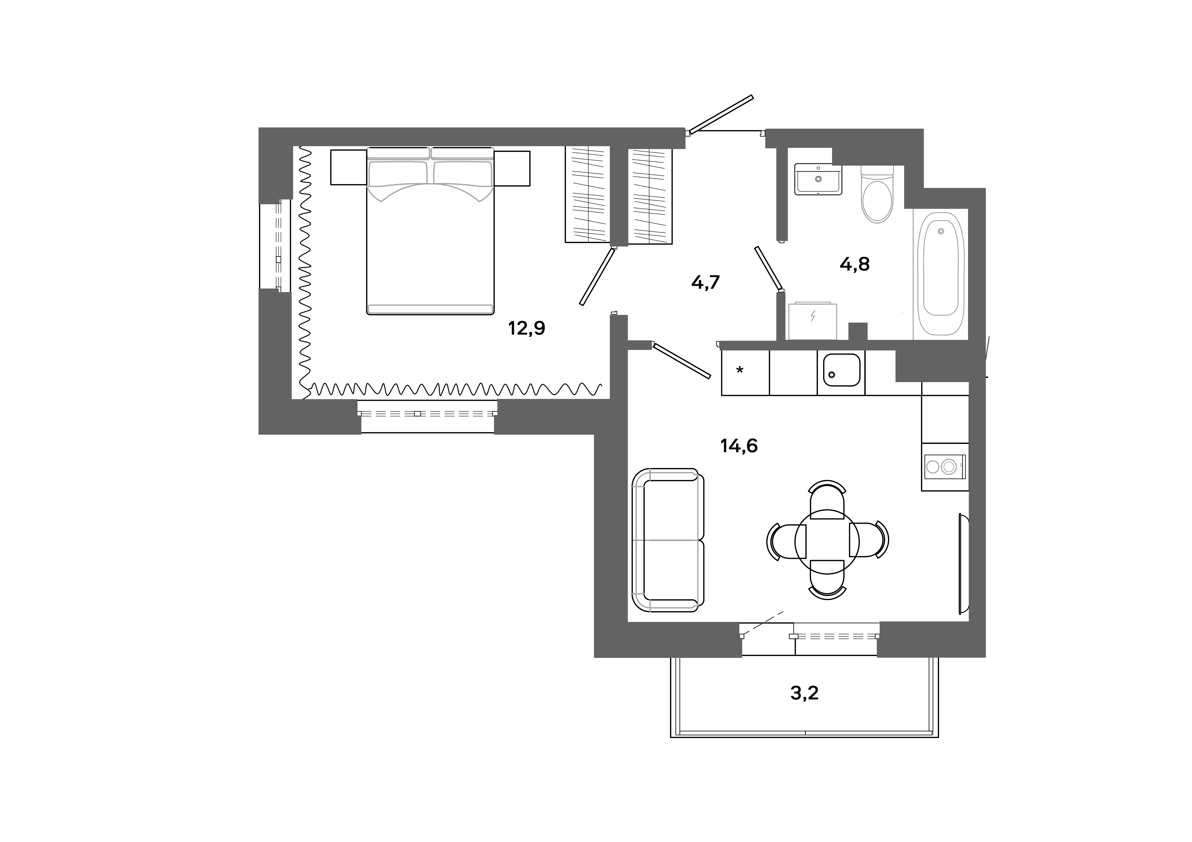 1-комнатная 37 м2 в ЖК Столица корпус null этаж 14