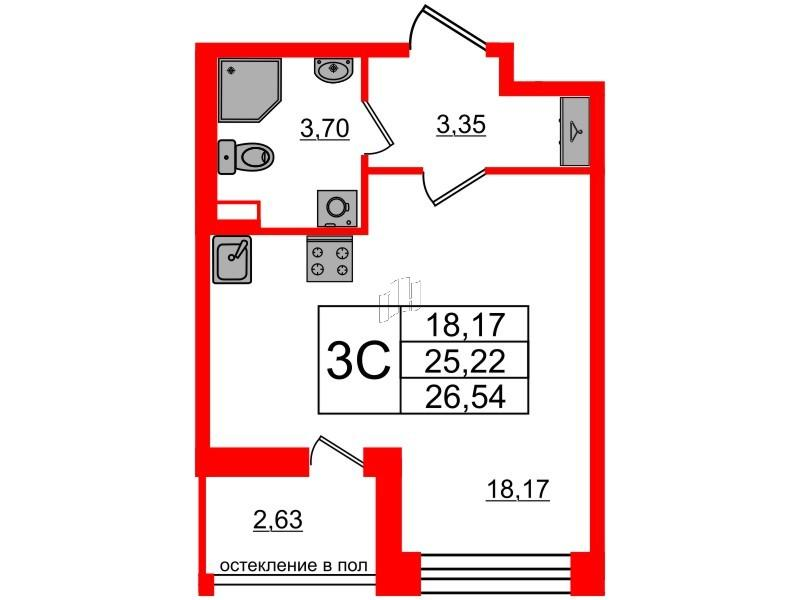 Студия 25 м2 в ЖК Титул в Московском корпус null этаж 1