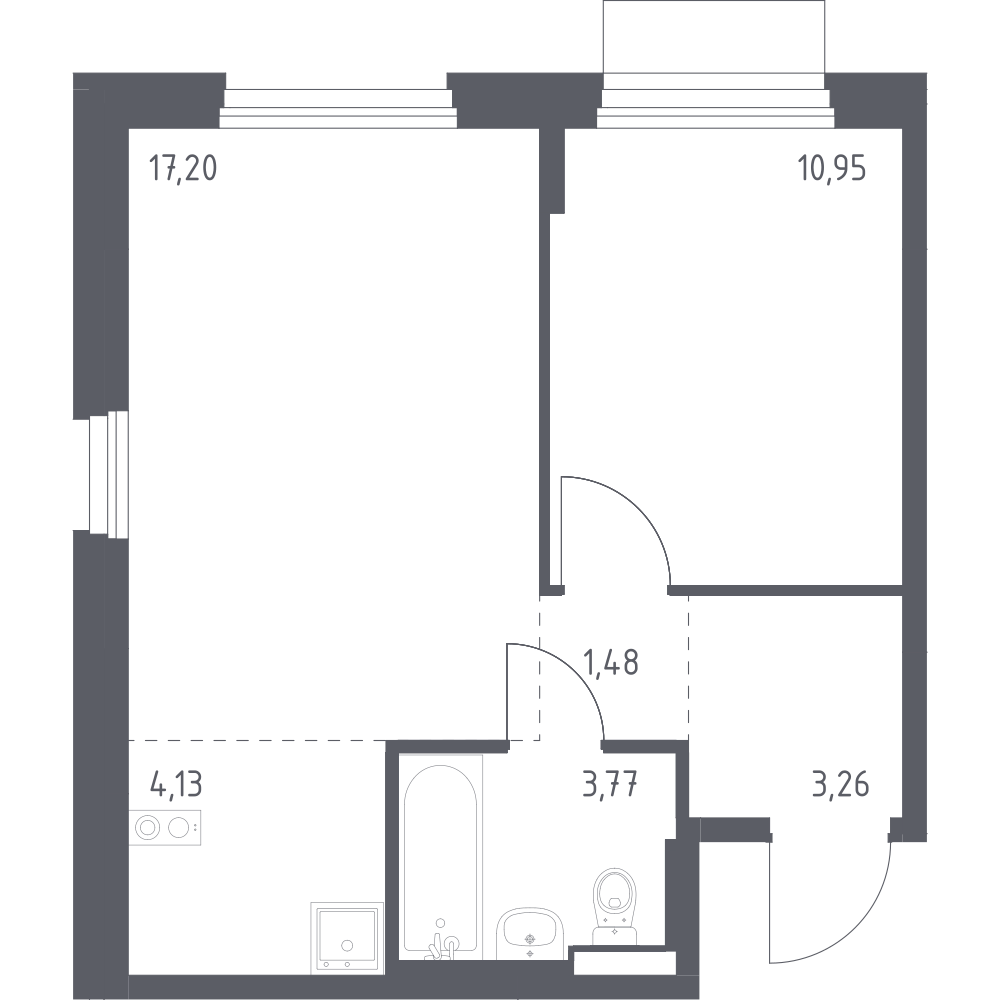Студия 40 м2 в ЖК Новое Внуково корпус null этаж 2