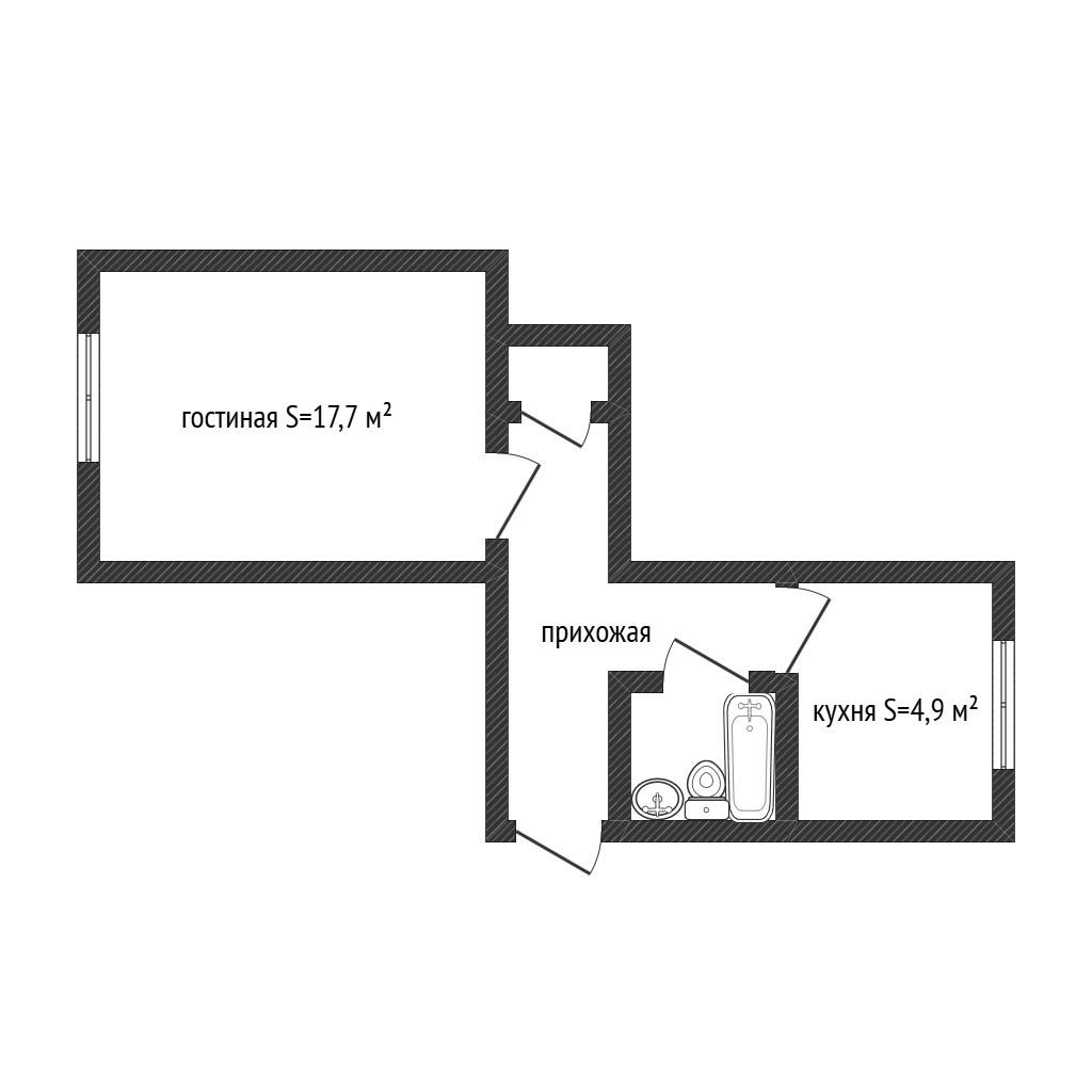 1-комнатная 32.1 м2 в ЖК undefined корпус null этаж 4