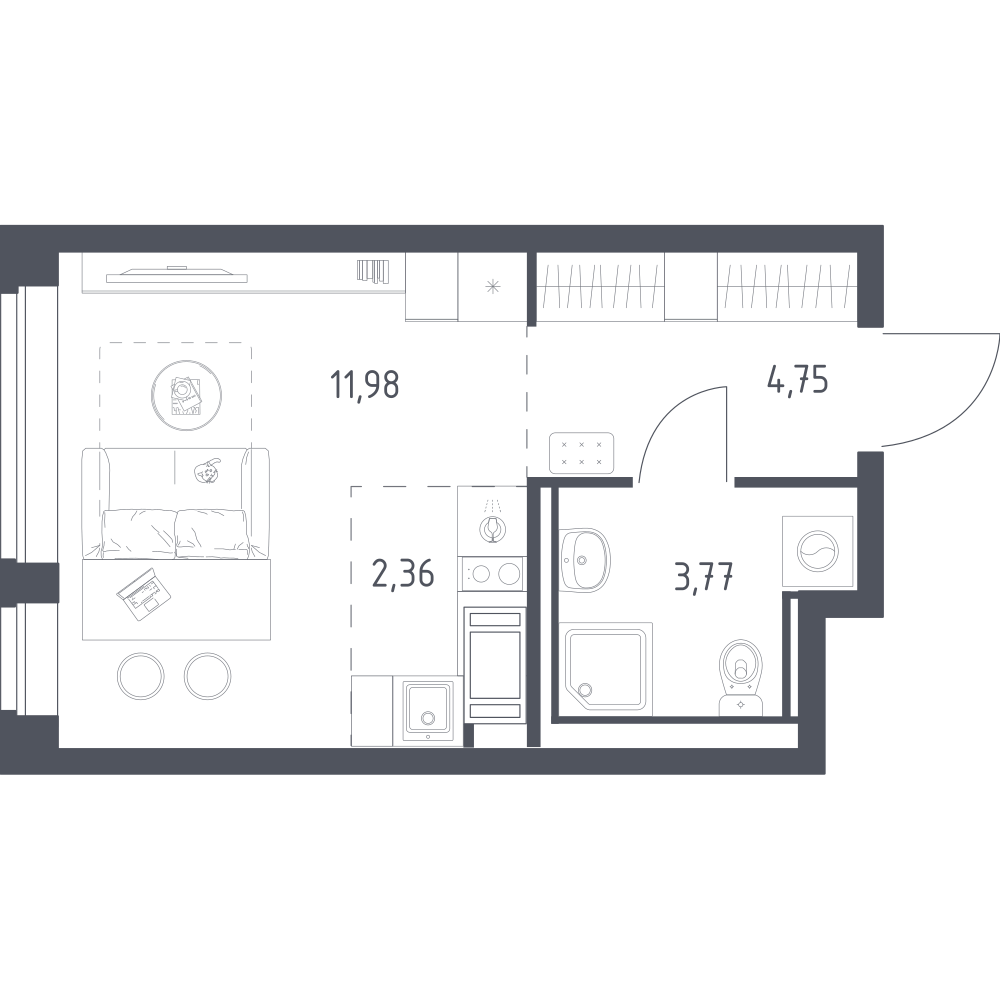 Студия 22 м2 в ЖК Новое Колпино корпус null этаж 5