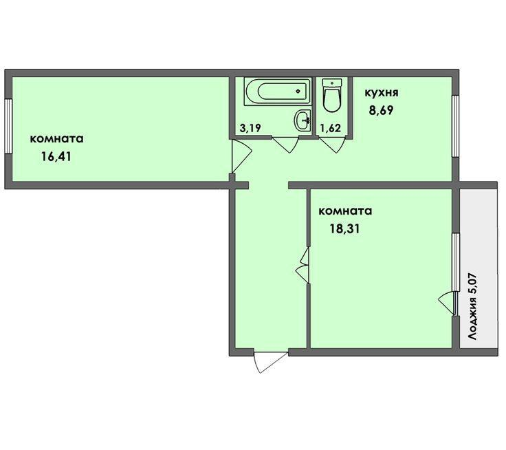 2-комнатная 57 м2 в ЖК undefined корпус null этаж 4