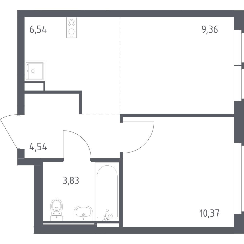 1-комнатная 34.6 м2 в ЖК undefined корпус null этаж 10