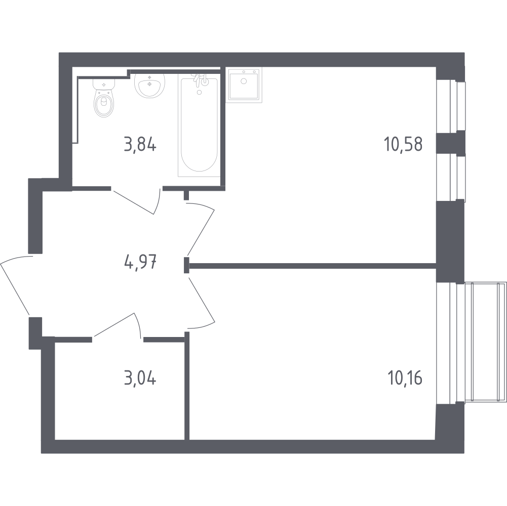 1-комнатная 32 м2 в ЖК Рублёвский Квартал корпус null этаж 3