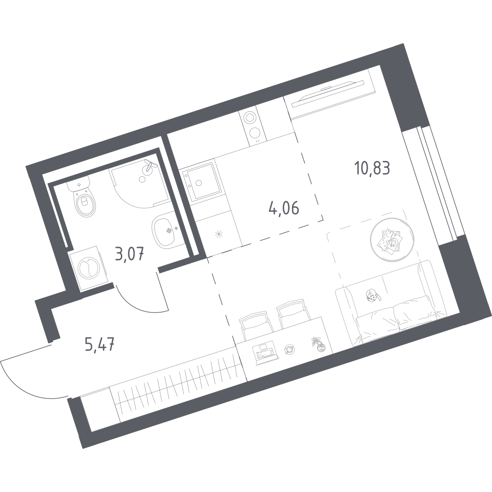 Студия 23 м2 в ЖК Живи! В Рыбацком корпус null этаж 3