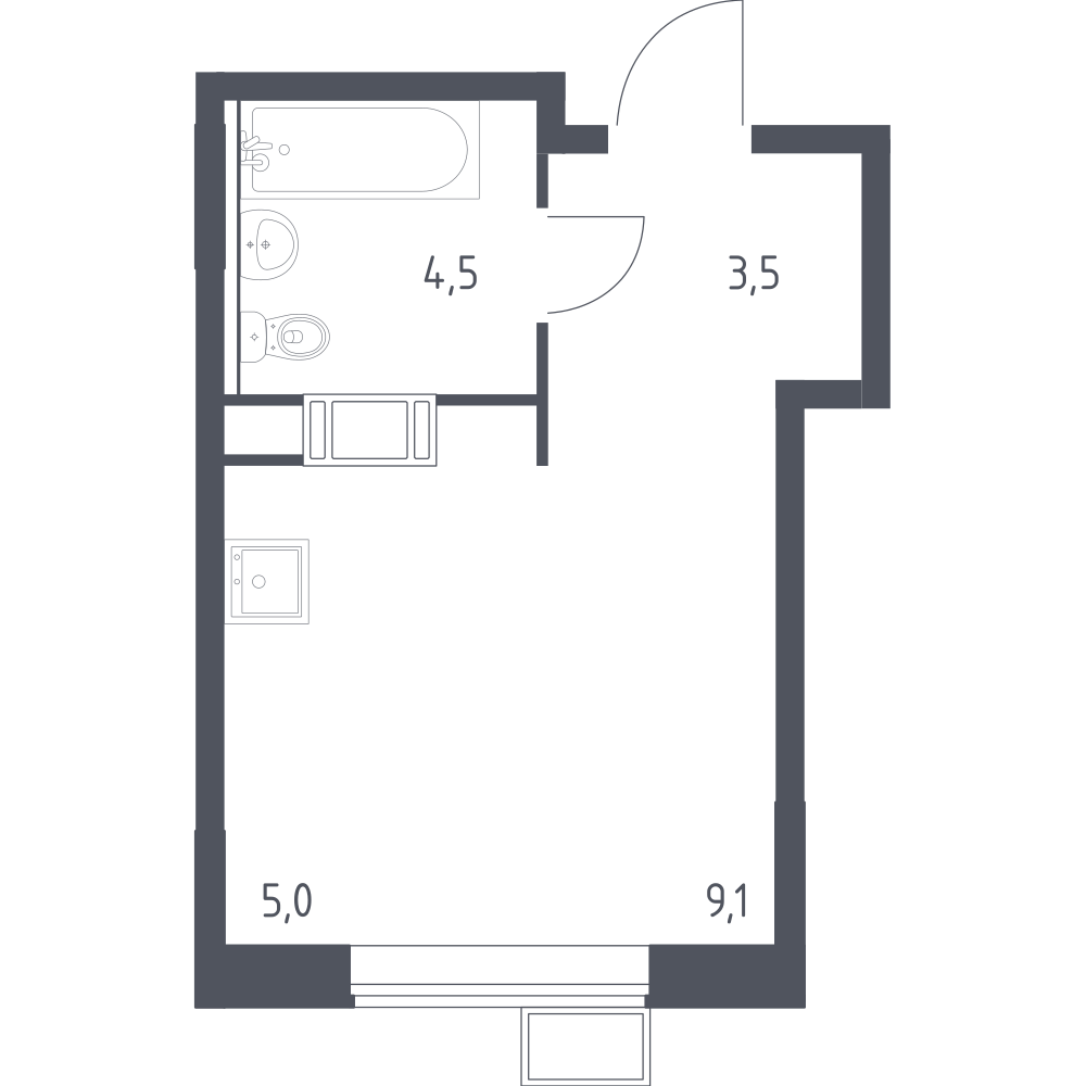Студия 22 м2 в ЖК Цветочные поляны корпус null этаж 12