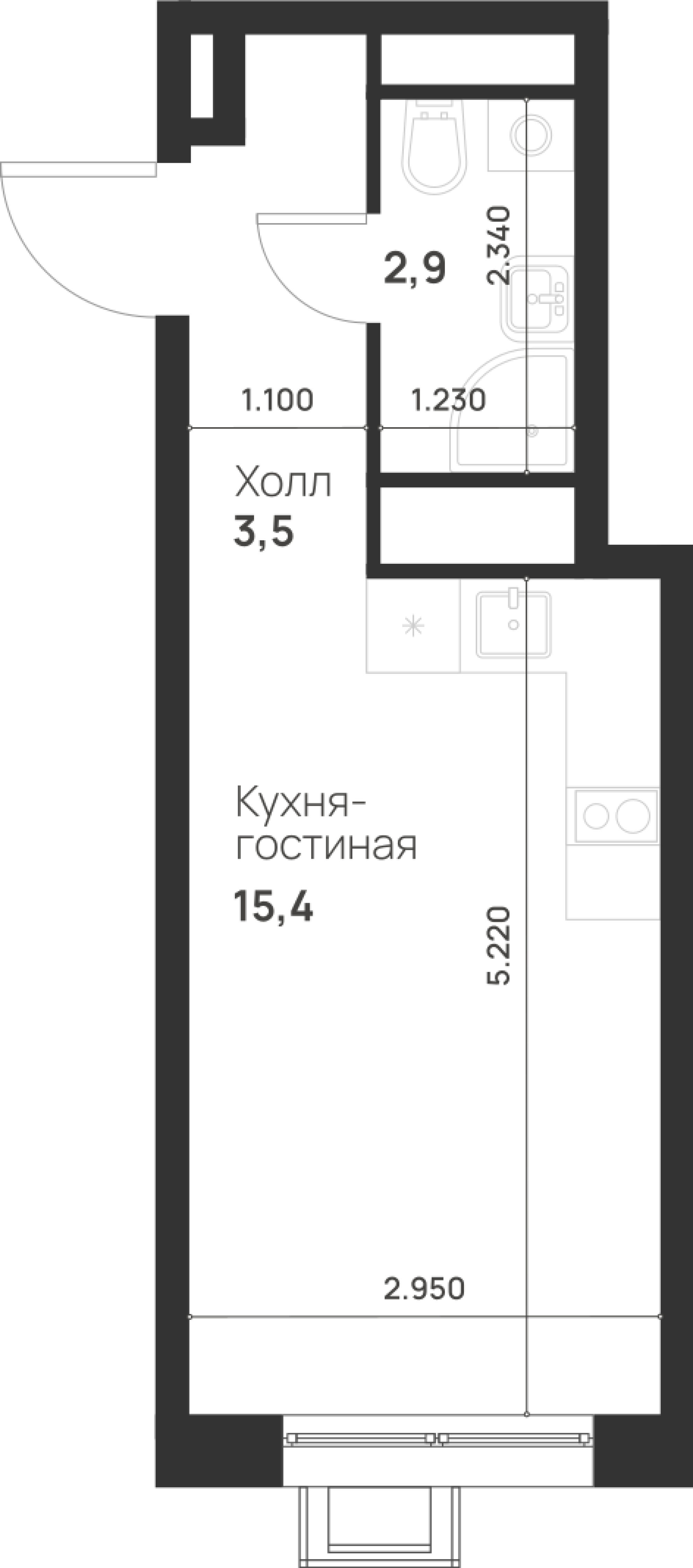 Студия 21 м2 в ЖК Foreville корпус null этаж 5