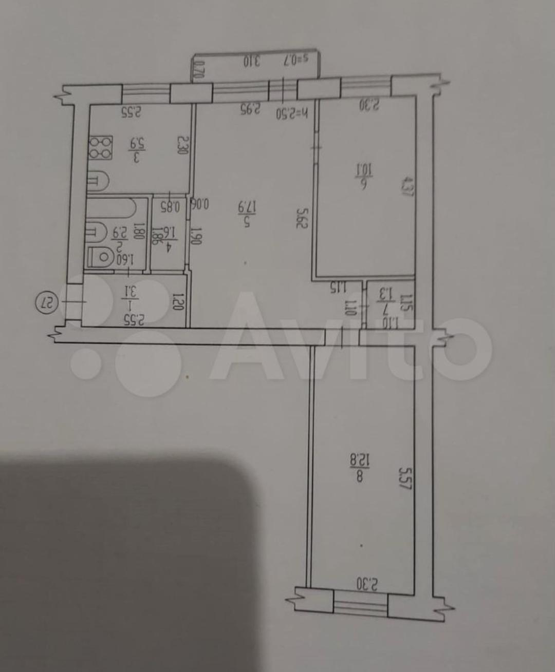 3-комнатная 55 м2 в ЖК undefined корпус null этаж 3