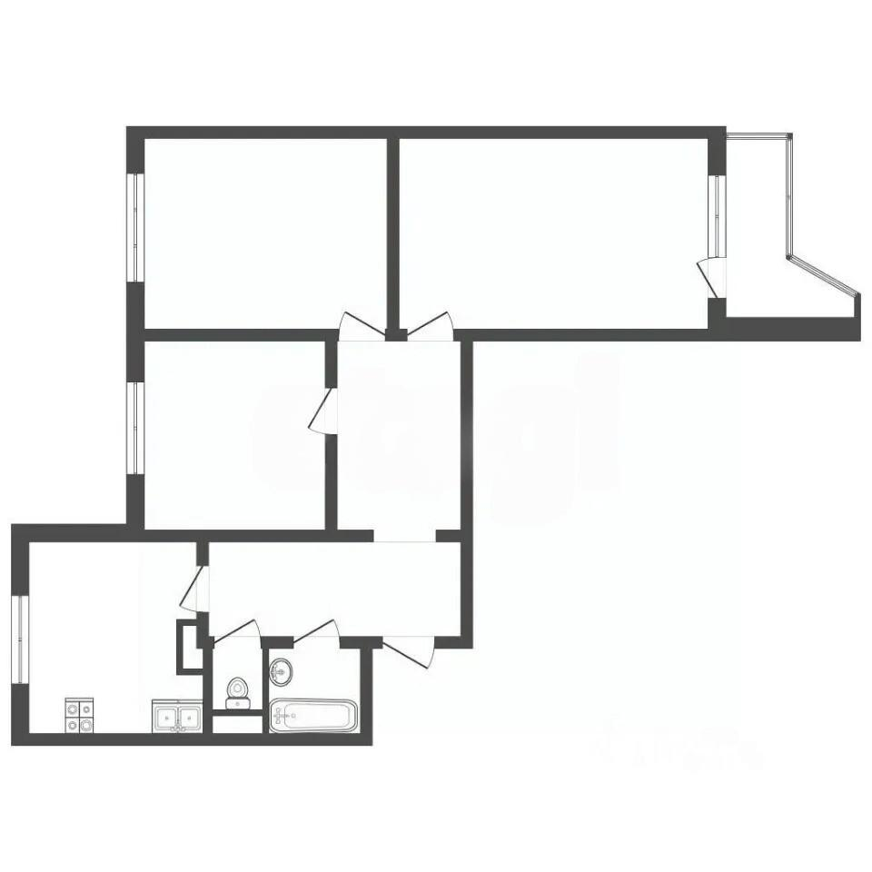3-комнатная 72.2 м2 в ЖК undefined корпус null этаж 14