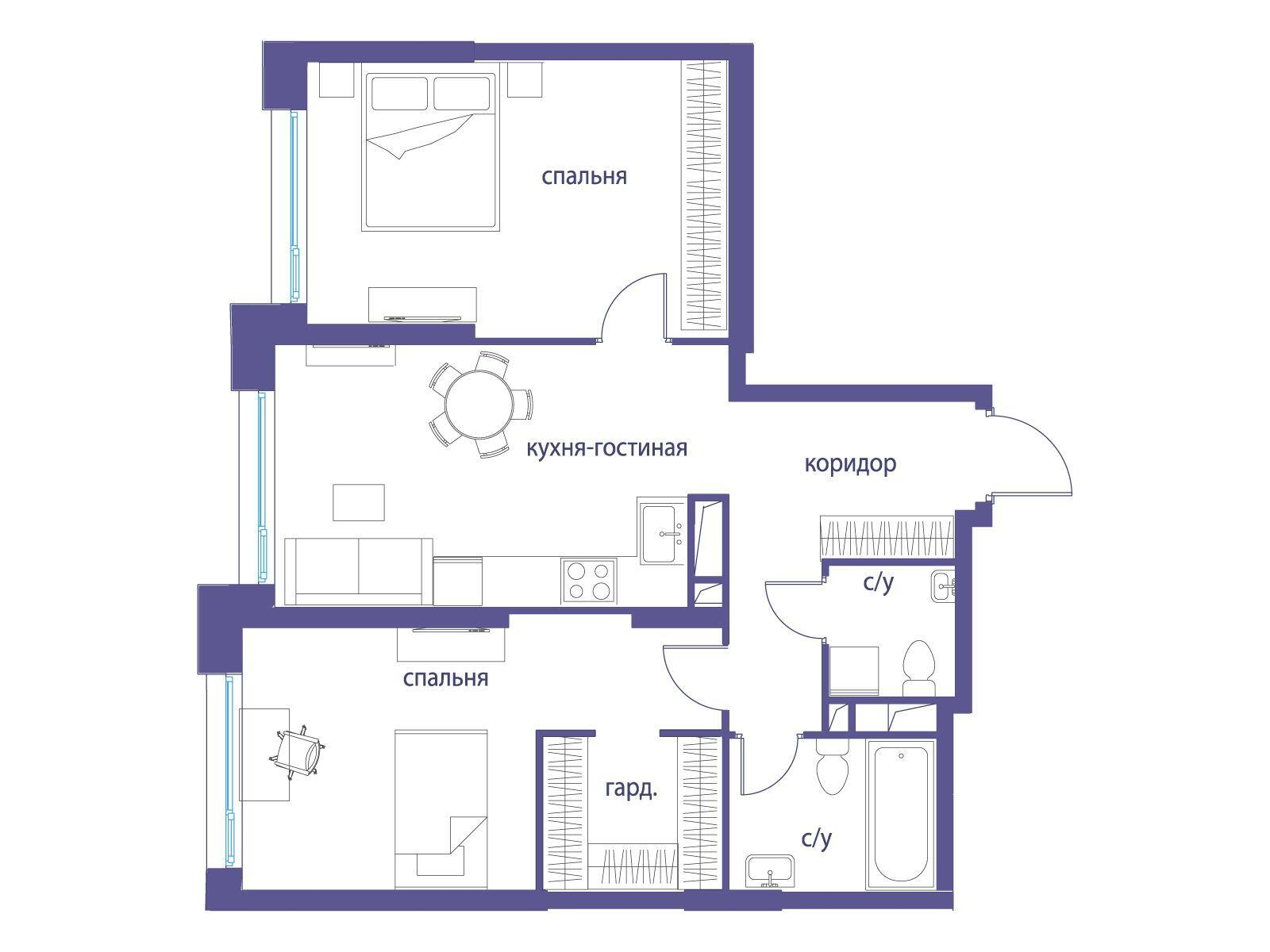 2-комнатная 69 м2 в ЖК Символ корпус null этаж 10