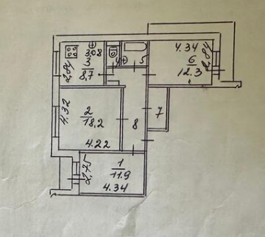 3-комнатная 68.2 м2 в ЖК undefined корпус null этаж 11