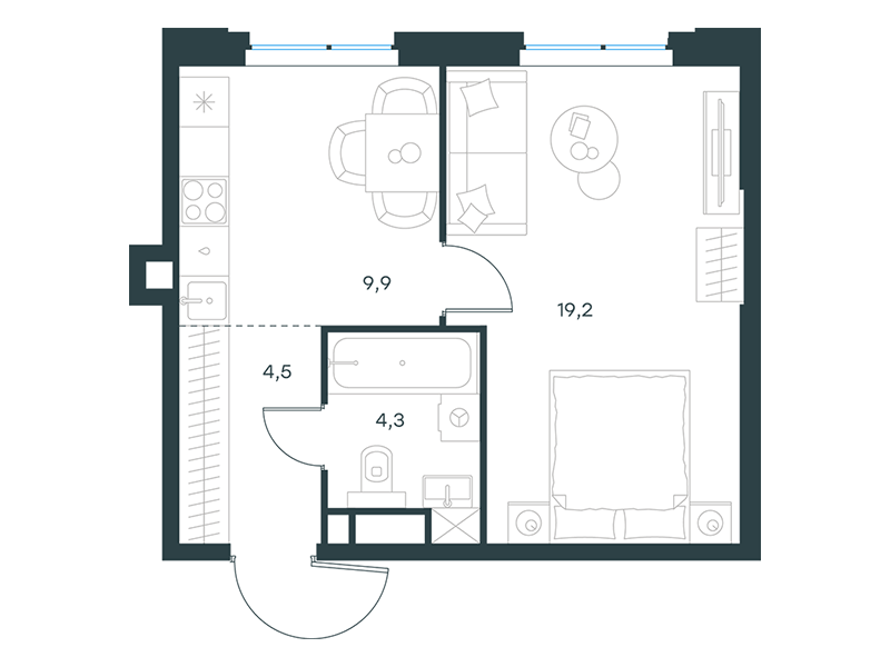 1-комнатная 37 м2 в ЖК Level Мичуринский, этапы 3 и 4 корпус null этаж 5
