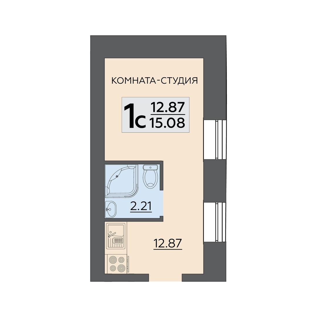 1-комнатная 15 м2 в ЖК  корпус null этаж 1