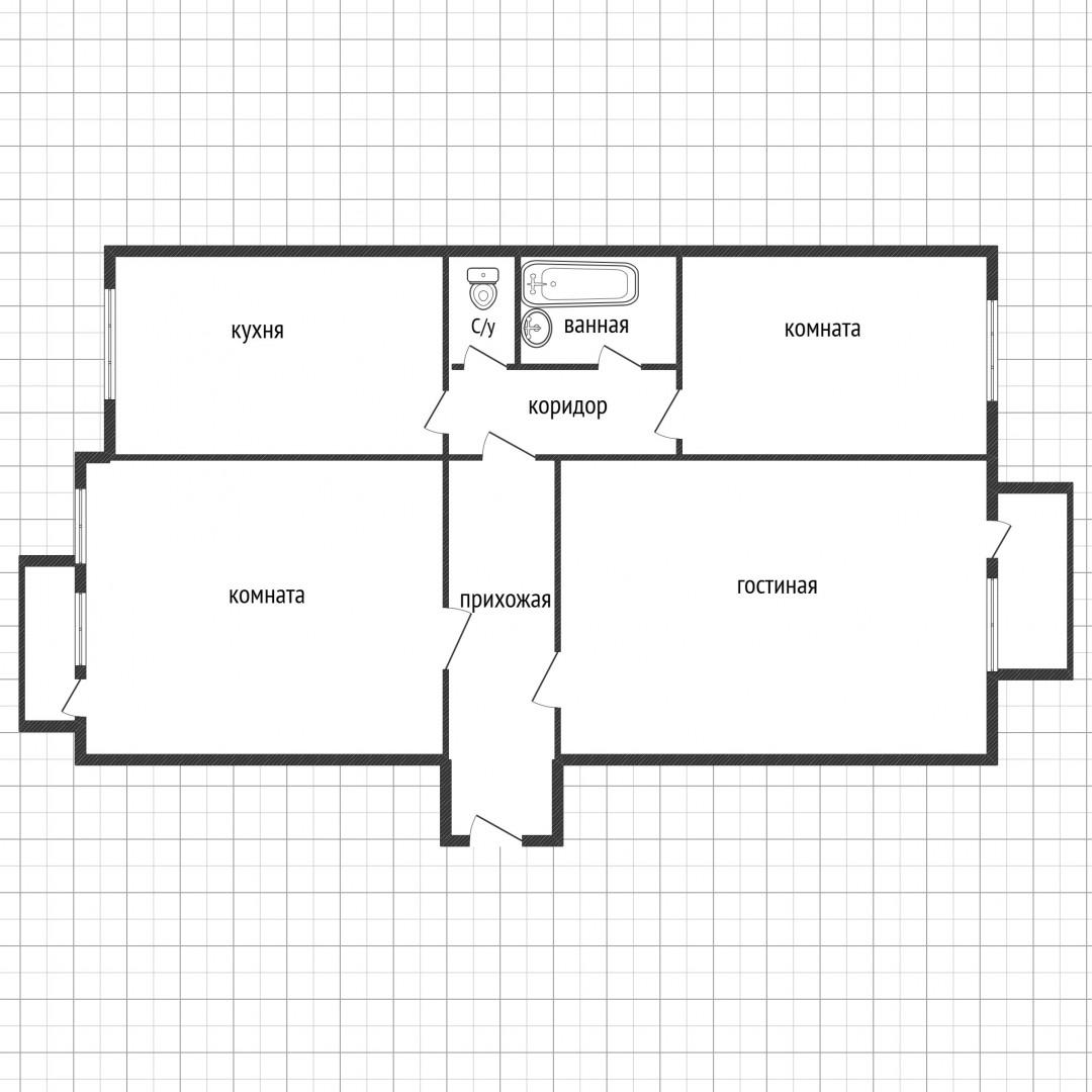 3-комнатная 81 м2 в ЖК undefined корпус null этаж 6