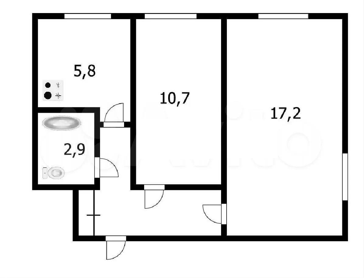 2-комнатная 42.9 м2 в ЖК undefined корпус null этаж 3