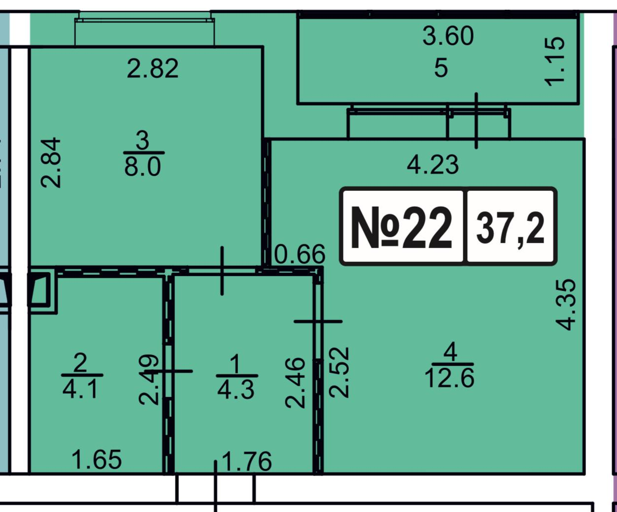 1-комнатная 37.2 м2 в ЖК undefined корпус null этаж 1