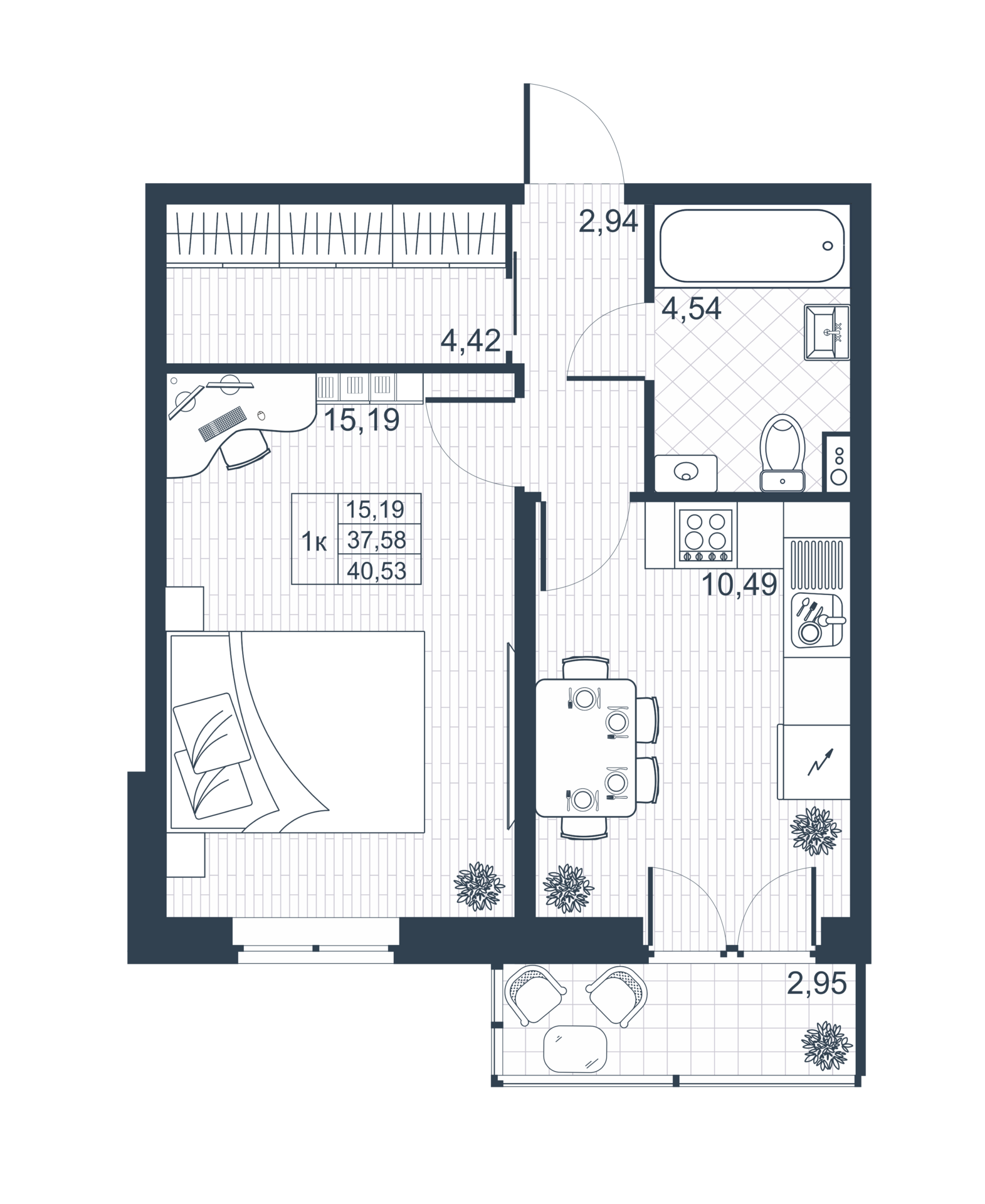 1-комнатная 37 м2 в ЖК Ново-Антропшино корпус null этаж 1