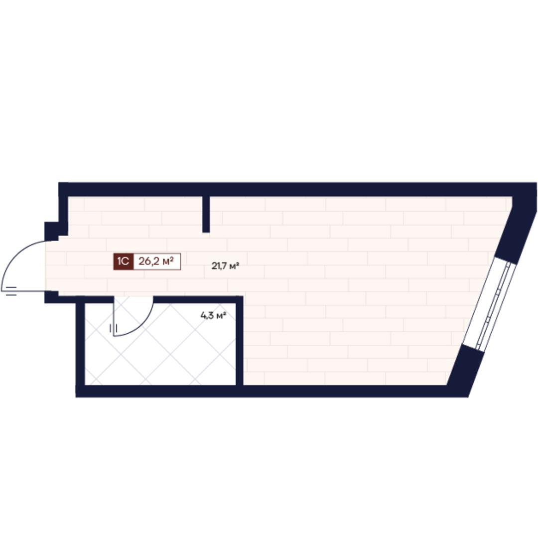 1-комнатная 26 м2 в ЖК Apartville на Кошурникова корпус null этаж 12