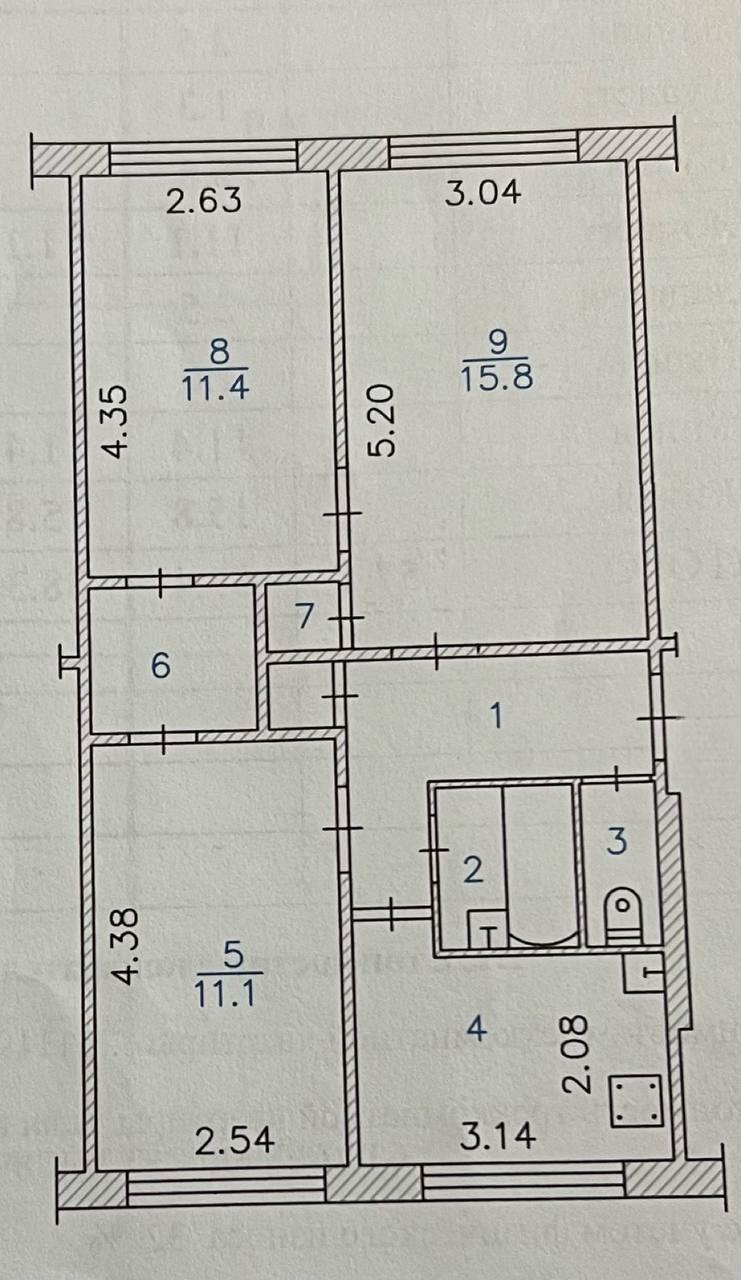 3-комнатная 57.4 м2 в ЖК undefined корпус null этаж 5