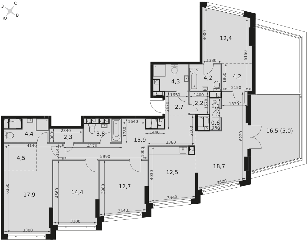5-комнатная 143 м2 в ЖК Rotterdam корпус null этаж 29